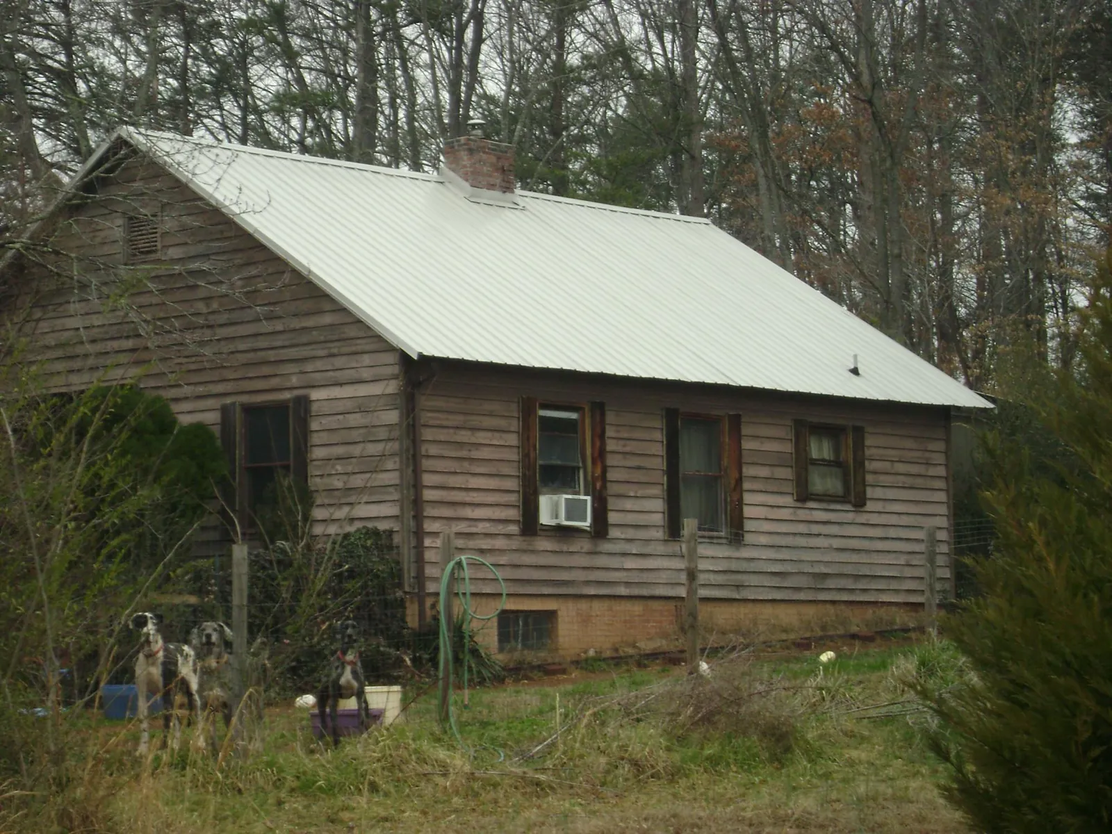 White metal roof on an old wood sided farmhouse, from a Metal Roof Installation job in Gibson